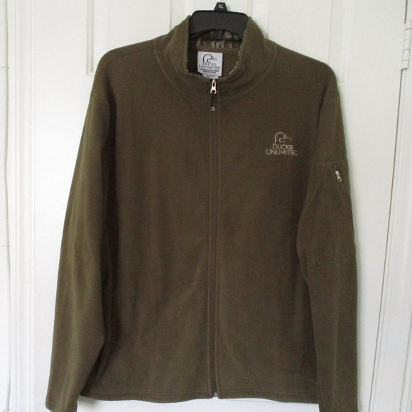 Ducks Unlimited Mens L/S Full Zip Olive Green Fleece Sweater NWOT - Size XL - Picture 1 of 3